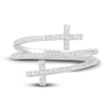 Thumbnail Image 2 of Diamond Cross Bypass Ring 1/4 ct tw Round-cut Sterling Silver