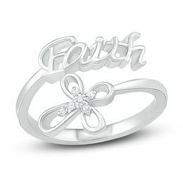 Diamond Faith Ring 1/20 ct tw Round-cut Sterling Silver