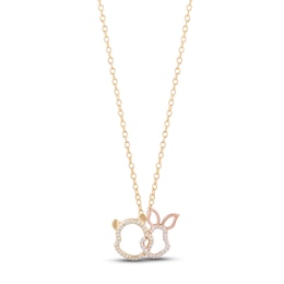 Disney Treasures Winnie the Pooh Diamond Necklace 1/6 ct tw 10K Two-Tone Gold 17&quot;