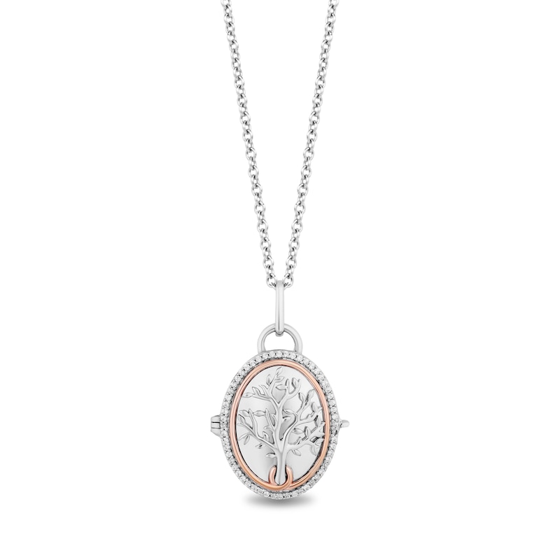 Hallmark Diamonds Tree of Life Necklace 1/6 ct tw Sterling Silver & 10K Rose Gold 18"