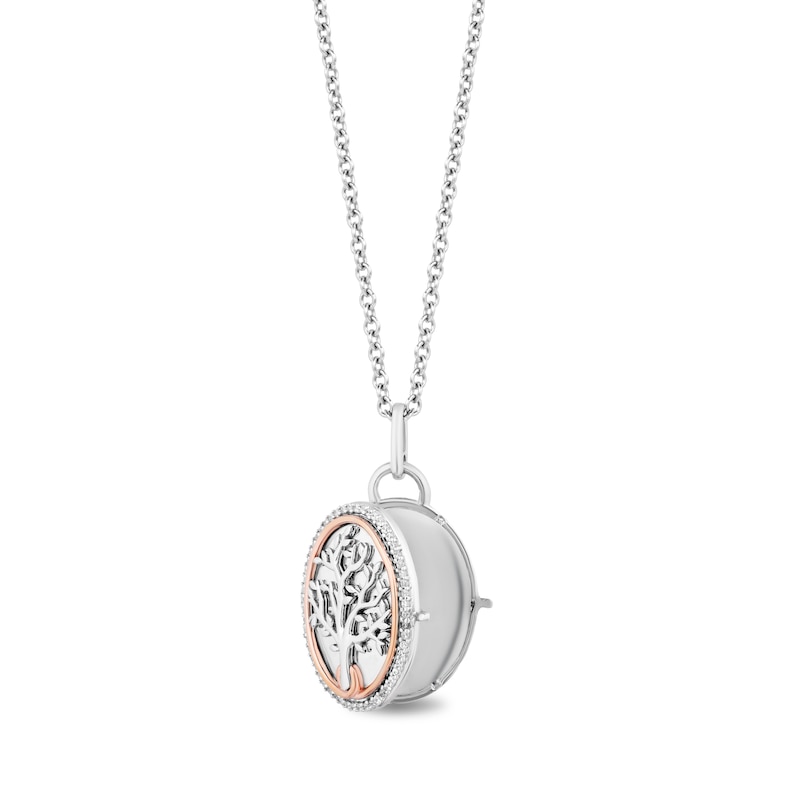 Hallmark Diamonds Tree of Life Necklace 1/6 ct tw Sterling Silver & 10K Rose Gold 18"