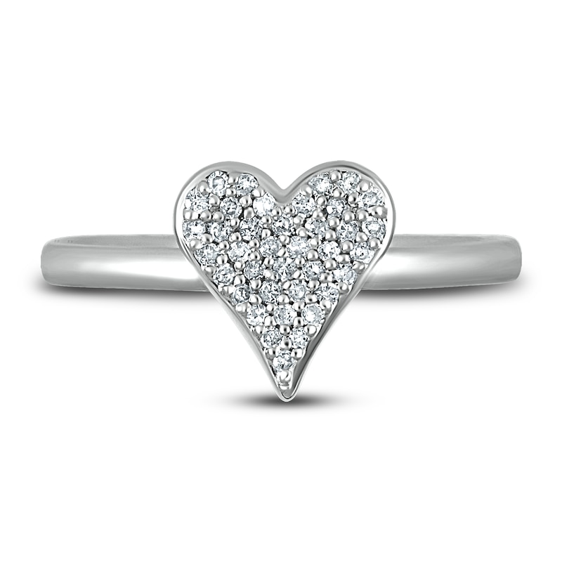 Main Image 2 of Diamond Heart Ring 1/6 ct tw Round-cut Sterling Silver