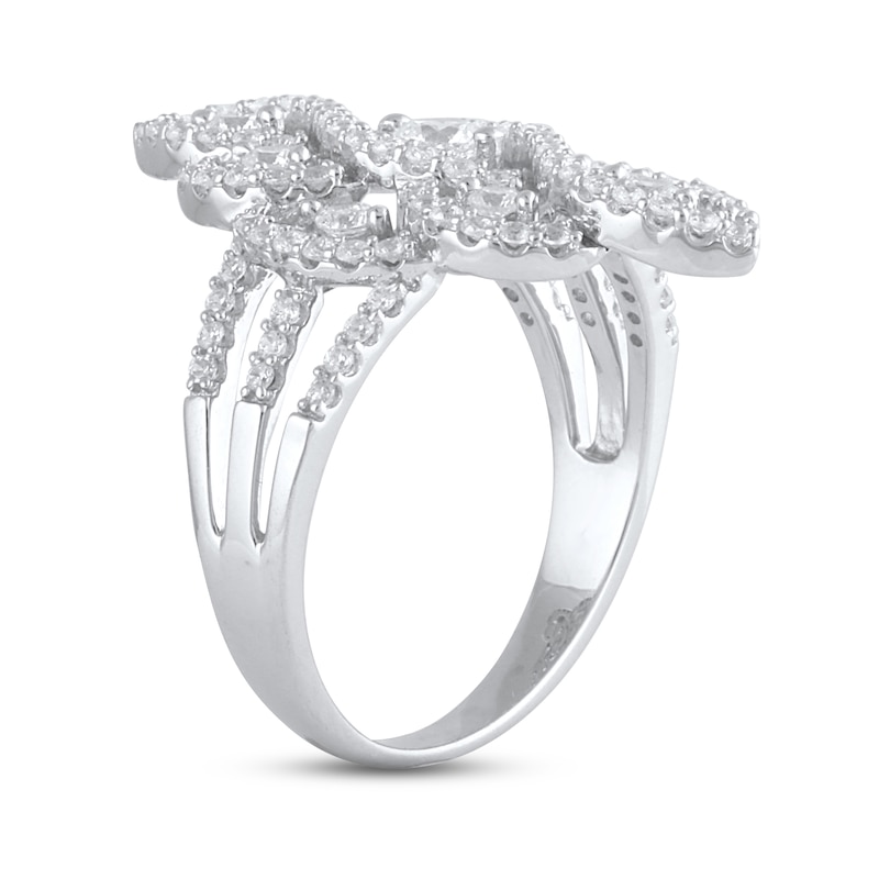 Main Image 2 of Diamond Lace Ring 1 ct tw Round-cut 10K White Gold