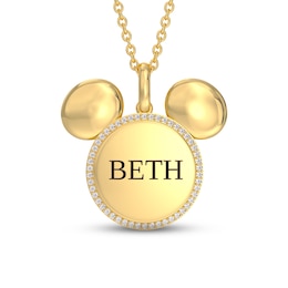 Disney Treasures Mickey Mouse Diamond Necklace 1/10 ct tw 10K Yellow Gold 17&quot;