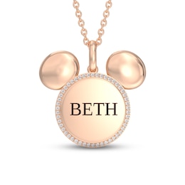 Disney Treasures Mickey Mouse Diamond Necklace 1/10 ct tw 10K Rose Gold 17&quot;