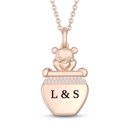 Disney Treasures Winnie the Pooh Diamond Necklace 1/20 ct tw 10K Rose Gold 17&quot;
