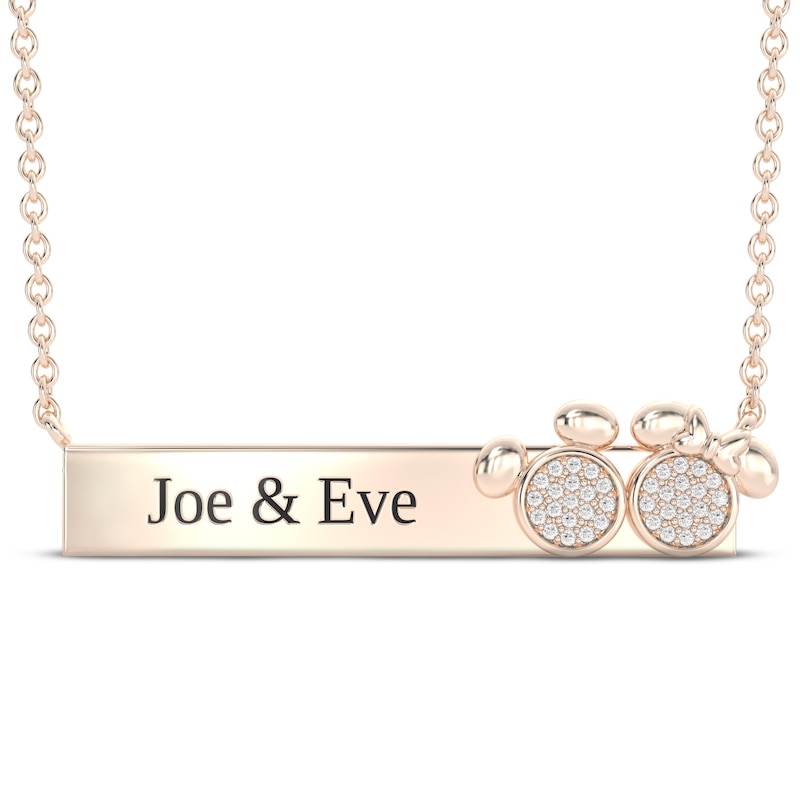 Main Image 1 of Disney Treasures Mickey & Minnie Mouse Diamond Necklace 1/15 ct tw 10K Rose Gold 17&quot;