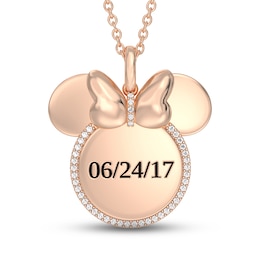 Disney Treasures Minnie Mouse Diamond Necklace 1/10 ct tw 10K Rose Gold 17&quot;