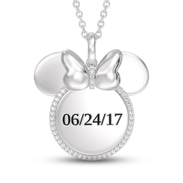 Disney Treasures Minnie Mouse Diamond Necklace 1/10 ct tw 10K White Gold 17&quot;