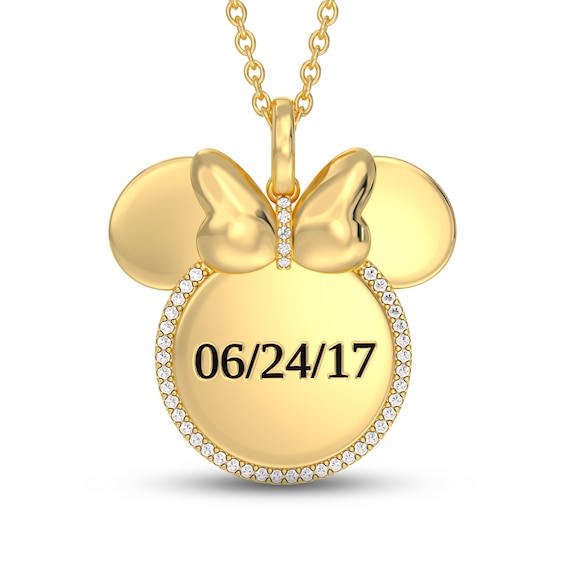 Disney Treasures Minnie Mouse Diamond Necklace 1/10 ct tw 10K Yellow Gold 17"