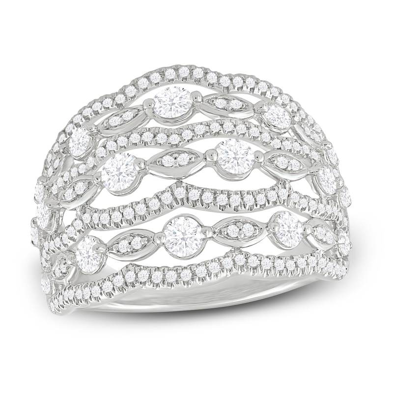 Main Image 1 of Diamond Lace Ring 1 ct tw Round-cut 10K White Gold