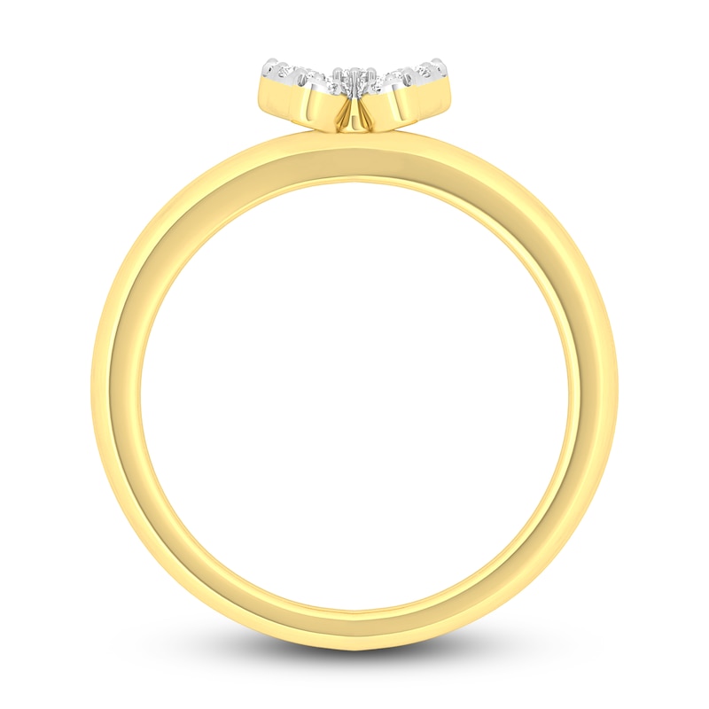 Diamond Butterfly Ring 1/10 ct tw Round-cut 10K Yellow Gold