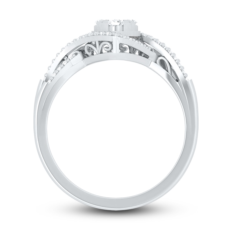 Diamond Cluster Ring 1/3 ct tw Round-cut 10K White Gold