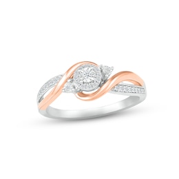 Diamond Promise Ring 1/8 ct tw Round-cut Sterling Silver & 10K Rose Gold