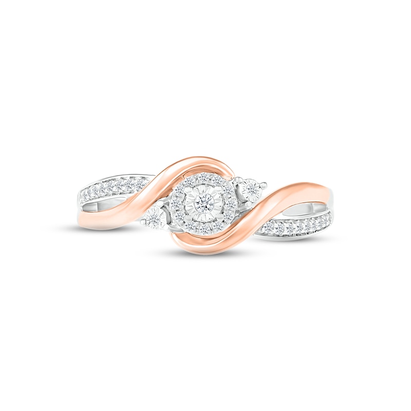 Main Image 2 of Diamond Promise Ring 1/8 ct tw Round-cut Sterling Silver & 10K Rose Gold