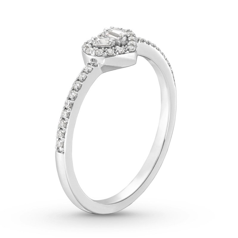 Main Image 2 of Diamond Heart Ring 1/5 ct tw Baguette & Round-cut 10K White Gold