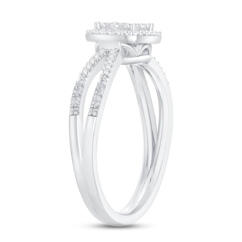 Main Image 2 of Multi-Diamond Cushion Halo Promise Ring 1/4 ct tw Sterling Silver