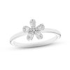 Thumbnail Image 0 of Diamond Flower Ring 1/8 ct tw Baguette & Round-cut 10K White Gold