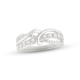 Diamond Loop Ring 1/6 ct tw Round-cut Sterling Silver