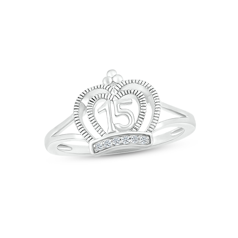 Main Image 1 of Diamond Quinceañera Tiara Ring 10K White Gold