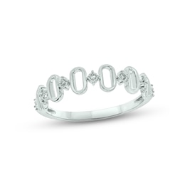 Diamond Oval Ring Sterling Silver