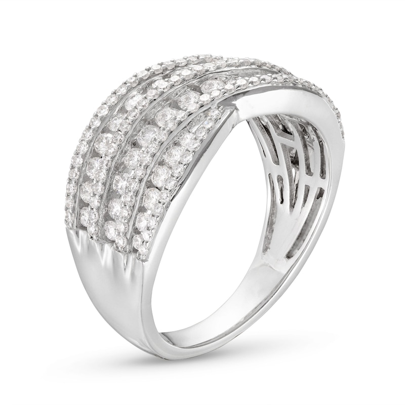 Diamond Crossover Ring 1 Ct Tw Round-cut 10k White Gold 