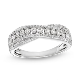 Diamond Crossover Ring 1/10 ct tw Round-cut Sterling Silver