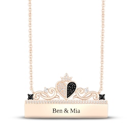 Disney Treasures Alice in Wonderland Black & White Diamond Necklace 1/4 ct tw 10K Rose Gold 17&quot;
