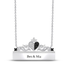 Disney Treasures Alice in Wonderland Black & White Diamond Necklace 1/4 ct tw 10K White Gold 17&quot;