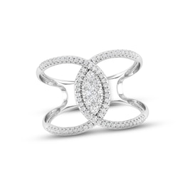 Multi-Diamond Marquise Ring 1/3 ct tw Round-cut 10K White Gold