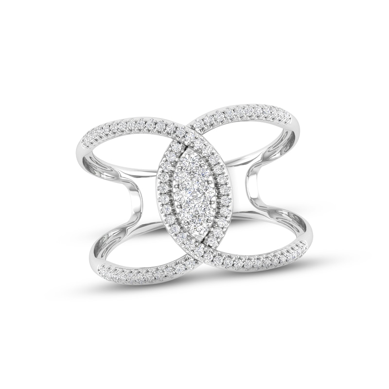 Main Image 1 of Multi-Diamond Marquise Ring 1/3 ct tw Round-cut 10K White Gold