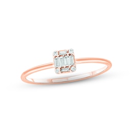 Diamond Promise Ring 1/10 ct tw Baguette & Round-cut 10K Rose Gold
