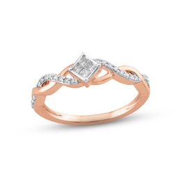 Princess-Cut Quad Diamond Promise Ring 1/5 ct tw 10K Rose Gold