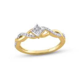 Multi-Diamond Promise Ring 1/5 ct tw Princess & Round-cut 10K Yellow Gold