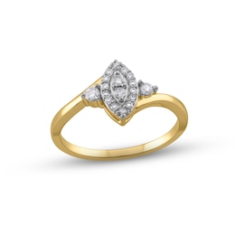 Multi-Diamond Marquise Halo Promise Ring 1/5 ct tw 10K Yellow Gold