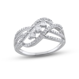 Diamond Three-Stone Ring 1/2 ct tw Round-cut 10K White Gold