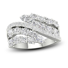 Diamond Bypass Ring 2-1/4 ct tw Oval & Round-cut 14K White Gold