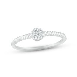 Multi-Diamond Rope Promise Ring 1/15 ct tw Round-cut 10K White Gold