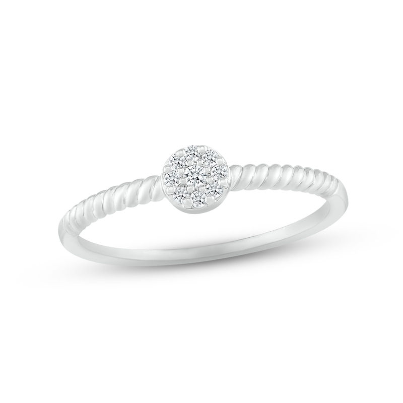 Multi-Diamond Rope Promise Ring 1/15 ct tw Round-cut 10K White Gold