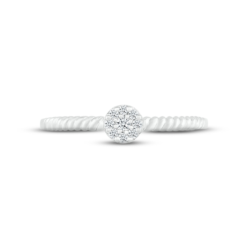 Multi-Diamond Rope Promise Ring 1/15 ct tw Round-cut 10K White Gold