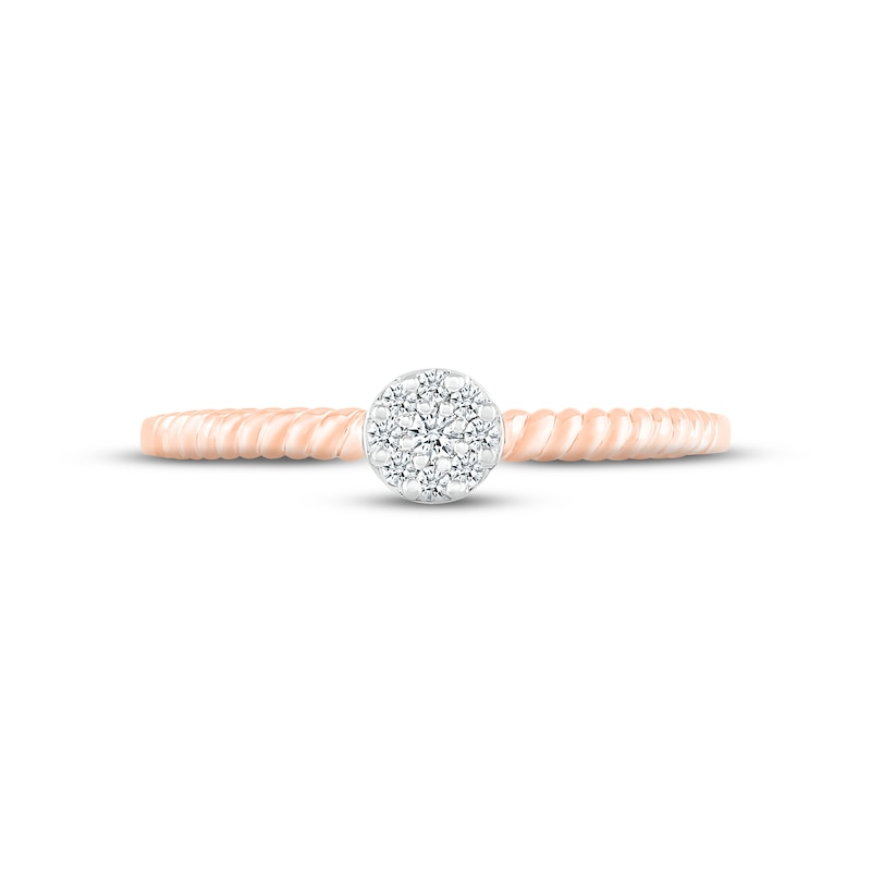 Multi-Diamond Rope Promise Ring 1/15 ct tw Round-cut 10K Rose Gold
