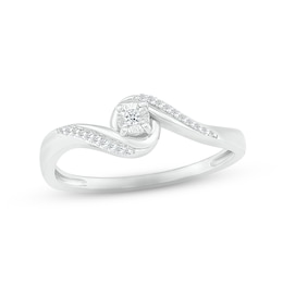 Diamond Bypass Wave Promise Ring 1/20 ct tw Sterling Silver