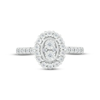 Diamond Oval Halo Promise Ring 1/10 ct tw Round-cut Sterling Silver | Kay