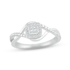 Thumbnail Image 0 of Multi-Diamond Cushion-Shaped Twist Promise Ring 1/10 ct tw Sterling Silver