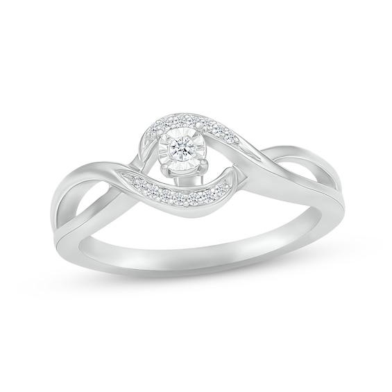 Diamond Twist Promise Ring 1/15 ct tw Round-cut Sterling Silver