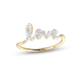 Diamond Script &quot;Love&quot; Ring 1/8 ct tw Round-cut 10K Yellow Gold