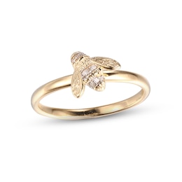 Diamond Bee Ring 10K Yellow Gold