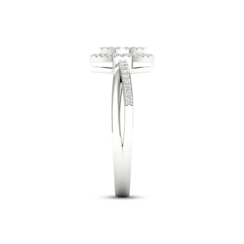 Multi-Diamond Marquise Halo Promise Ring 1/6 ct tw Round-cut Sterling Silver