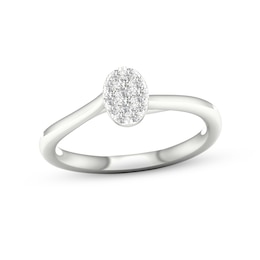 Multi-Diamond Oval Promise Ring 1/6 ct tw Sterling Silver