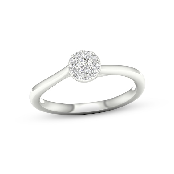Multi-Diamond Center Round Promise Ring 1/6 ct tw Round-cut Sterling Silver
